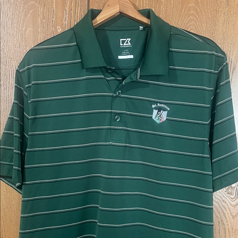 Cutter & Buck Forest Green Striped Polo